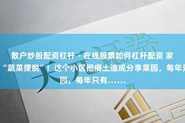 散户炒股配资杠杆 - 在线股票如何杠杆配资 家门口完了“蔬菜摆脱”！这个小区把瘠土造成分享菜园，每年只有……