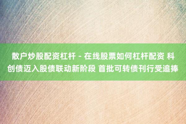 散户炒股配资杠杆 - 在线股票如何杠杆配资 科创债迈入股债联动新阶段 首批可转债刊行受追捧