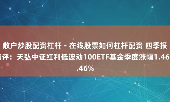 散户炒股配资杠杆 - 在线股票如何杠杆配资 四季报点评：天弘中证红利低波动100ETF基金季度涨幅1.46%